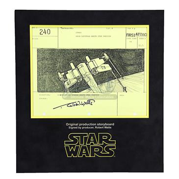Signed Production Storyboard - X Wing Dives Towards Death Star (First Attack 240)