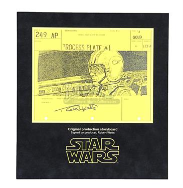 Signed Production Storyboard - Gold Leader Interior Cockpit (Gold 249AP)