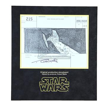 Signed Production Storyboard - Luke destroys TIE (Dogfight 215)