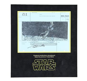 Signed Production Storyboard - TIE Chases Biggs (Dogfight 211)