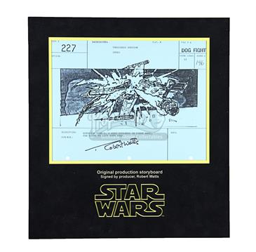 Signed Production Storyboard - John D X-Wing Explodes (Dogfight 227)