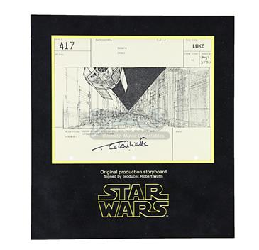 Signed Production Storyboard - Vader Flies Out Trench (Luke 417)