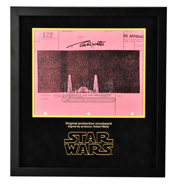 Signed Production Storyboard Display -Tie Fighter Pursed By Pirate Ship (DS Approach 122)
