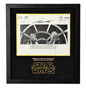 Signed Production Storyboard Display - Luke and Wookie (DS Escape 132 BP)