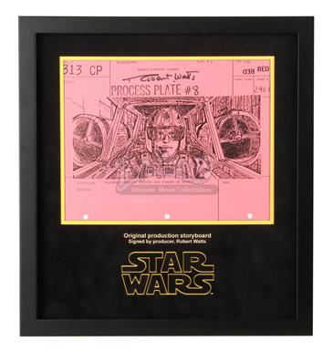 Signed Production Storyboard Display - Red Leader In Trench (Red 313 CP)