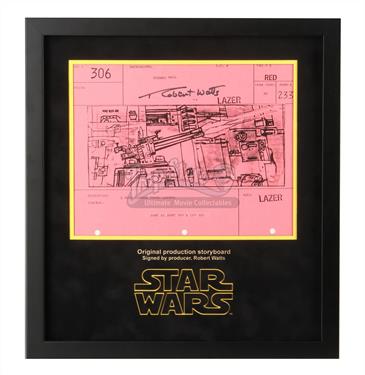 Signed Production Storyboard Display - Cannon Firing Lazers (Red 306)