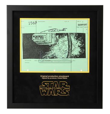 Signed Production Storyboard Display - Luke Sees Tie Exploading (Gunport 156 P)