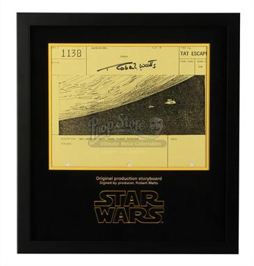 Signed Production Storyboard Display - Imperial Ships Under Tatooine (Tat Escape 113B)