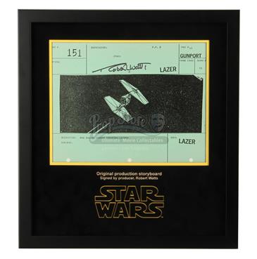 Signed Production Storyboard Display - Tie Shooting Lasers (Gunport 151)