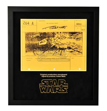Signed Production Storyboard Display - Gold Two Explodes (Gold 264 A)