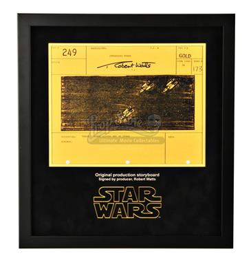 Signed Production Storyboard Display - X Wings Diving Out Of The Stars (Gold 249)