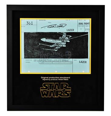 Signed Production Storyboard Display - Luke's X-Wing Hit By Lazer (Dog Fight 361)