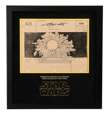 Signed Production Storyboard Display - Death Star Explodes (Luke 428)