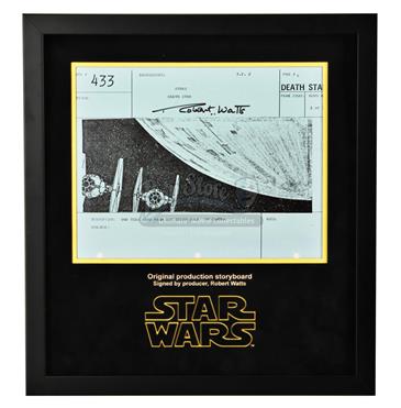 Signed Production Storyboard Display - Ties Around Death Star (Death Star 433)