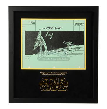Signed Production Storyboard Display -Tie Passes Dish ( Gunport 154)
