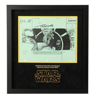 Signed Production Storyboard Display - Tie Passes Luke ( Gunport 164 AP)