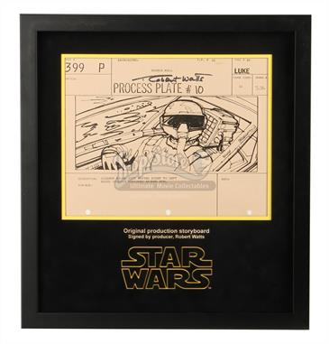 Signed Production Storyboard Display - Biggs Closeup (Luke 399 P)