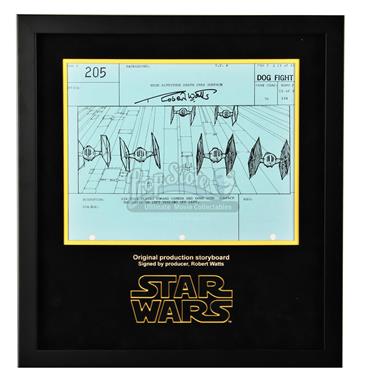 Signed Production Storyboard Display - Ties Flying Towards Camera (Dog Fight 205)