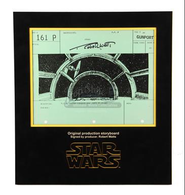 Signed Production Storyboard - TIE Passes Cockpit (Gunport 161P)