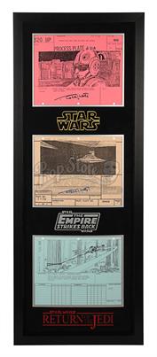Triple Storyboard Display - Red Leader's Cockpit, Star Destroyer, Caught Biker (Red 320BP)