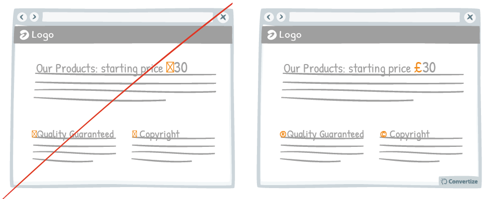 Tactic_ Be careful when using special characters, faults could decrease your credibility