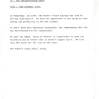 Cork Women's Place Memo re Use of Room 1986 Cork Women's Place Memo re Use of Room 1986