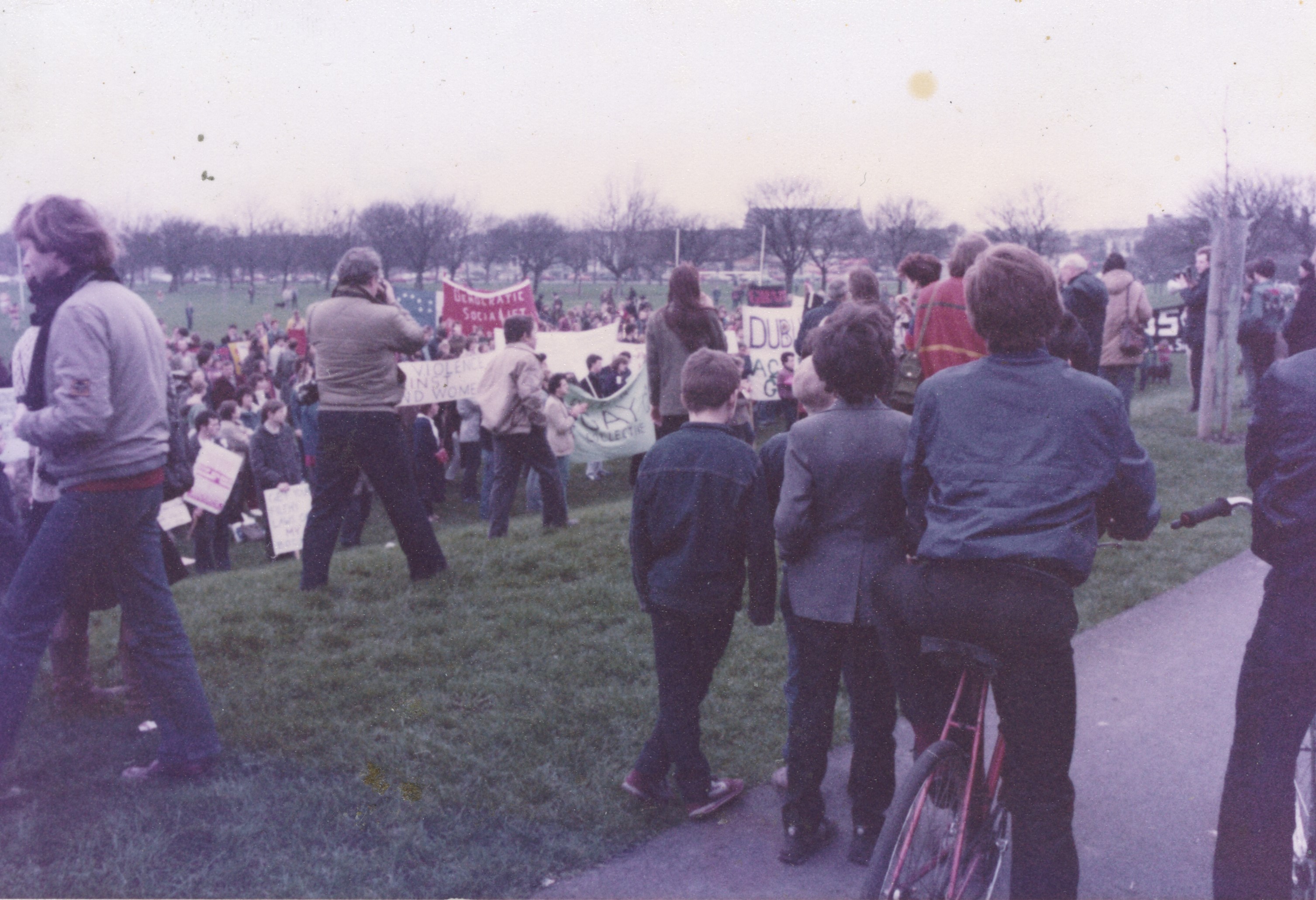 Fairview Protest Dublin 1983 Football Pitch Assembly Photo
