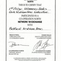 1989 Co-operation North Exchange Prize: Cork Lesbian Line / Belfast Lesbian Line