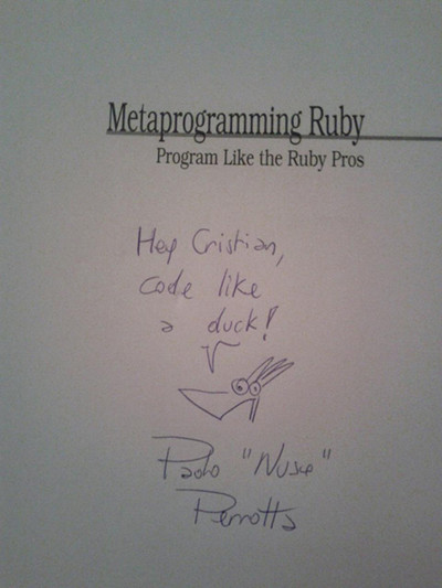 Metaprogramming Ruby signed by its author