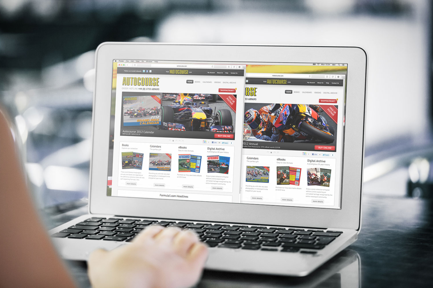Autocourse ecommerce website on laptop