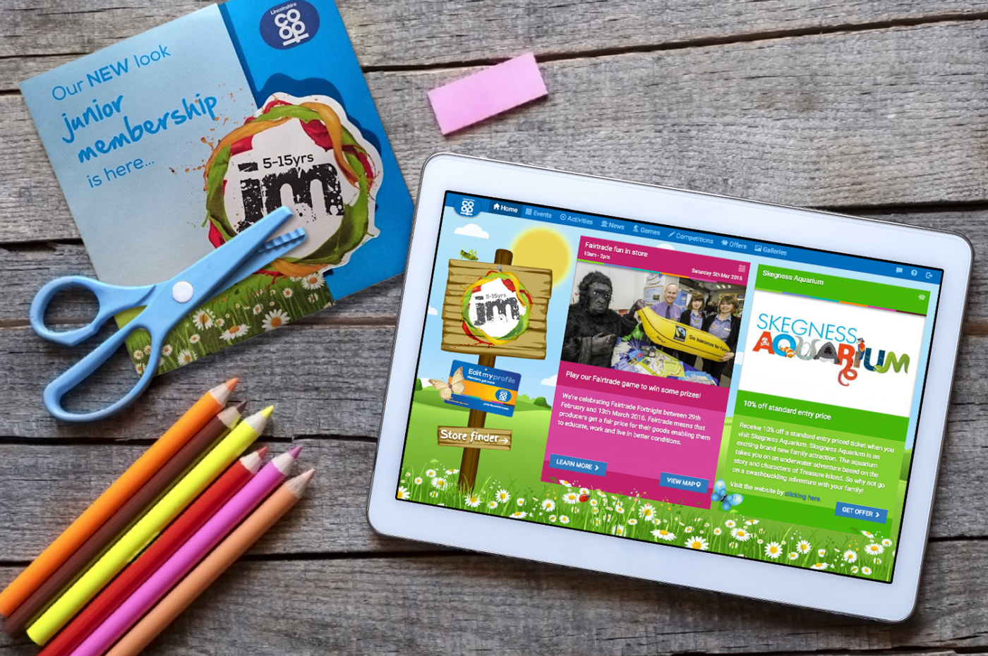 Lincolnshire Co-op Juniors web design screenshots