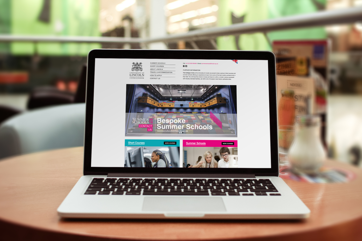 University of Lincoln Short Courses web design showcase