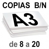 A3 Copias Blanco y Negro de 8 a 20