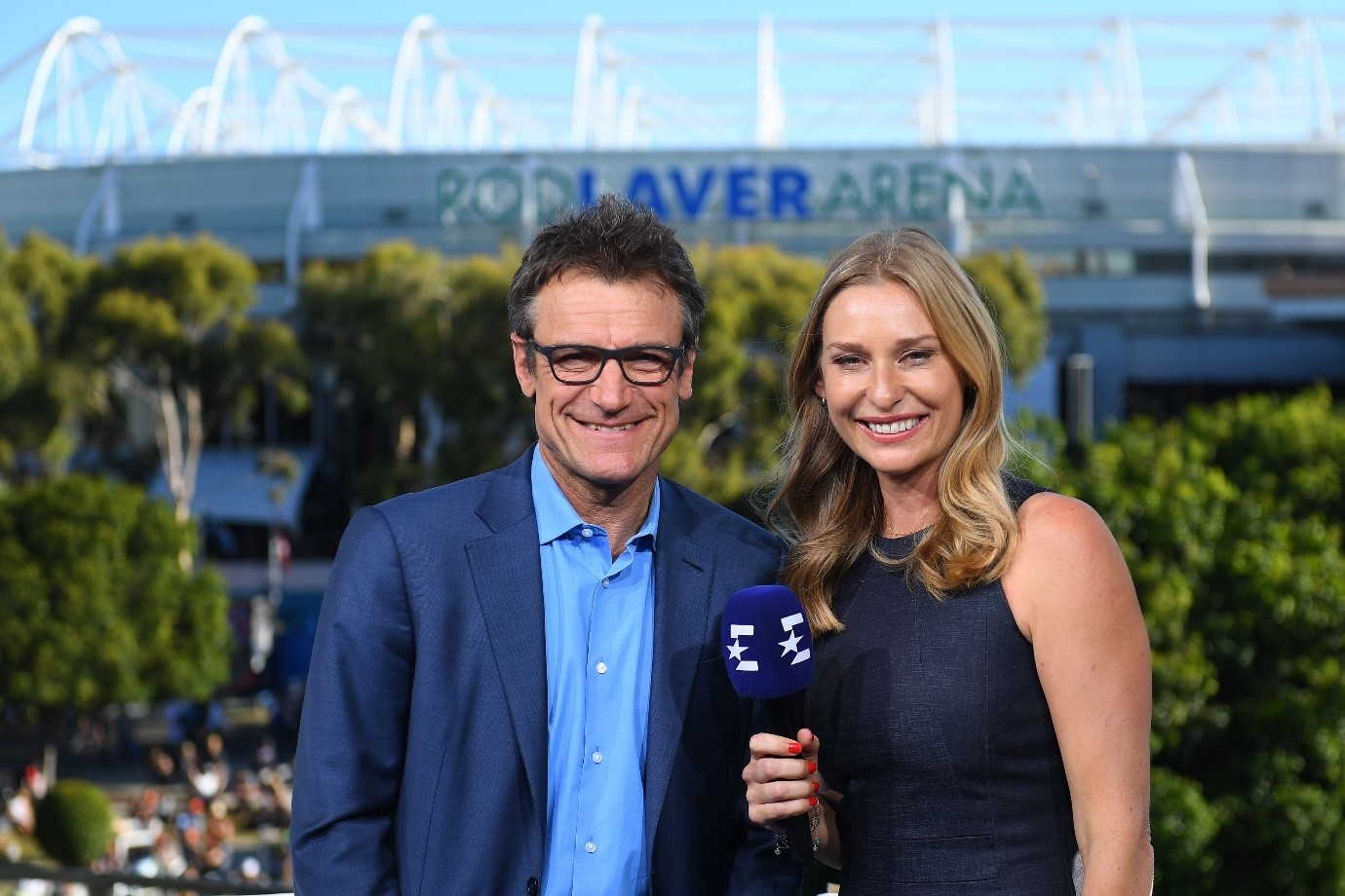 Mats Wilander (L) and Barbara Schett (R) 