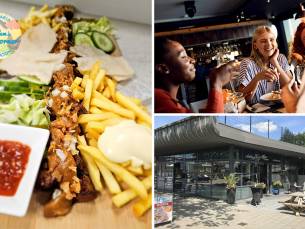Halve meter satÃ© + friet + rauwkost + kroepoek + saus bij Willem's Corner