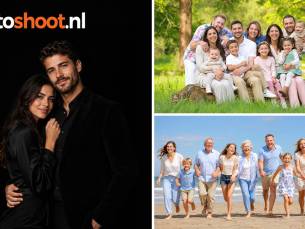 Fotoshoot studio, strand of park (max. 25 personen) + 2 foto's