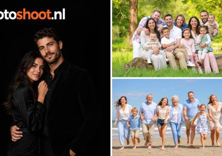 Fotoshoot studio, strand of park (max. 25 personen) + 2 foto's