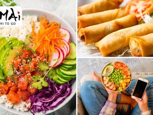 PokÃ©bowl + loempia's voor afhaal van Umai Sushi To Go