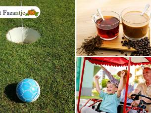 Boerengolf (10 holes) + familiefiets (1 uur) + drankje en koek