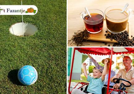 Boerengolf (10 holes) + familiefiets (1 uur) + drankje en koek