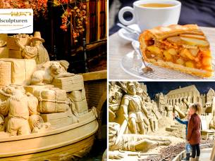 Entree voor Zandsculpturen Garderen + koffie/ thee en appelgebak