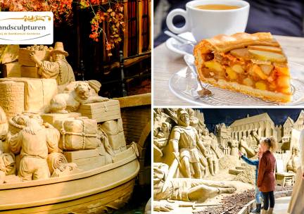 Entree voor Zandsculpturen Garderen + koffie/ thee en appelgebak