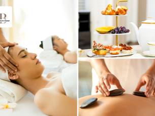 Duo-massage naar keuze of -gezichtsbehandeling (25 min) + 2-gangenlunch + drankjes