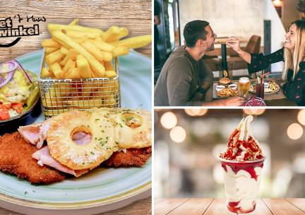 2-gangen schnitzel- of kipsatÃ©diner bij Eetwinkel Â´t Huus