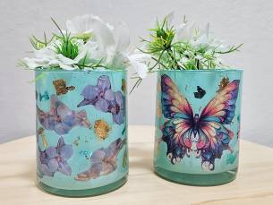 Workshop decoupage reverse vaas (2,5 uur) + mini-sweet tea in Veendam