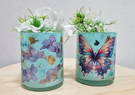Workshop decoupage reverse vaas (2,5 uur) + mini-sweet tea in Veendam