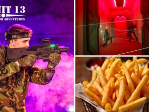 Lasergame (1 of 2 uur) + friet + eventueel Laser Maze (1 uur)