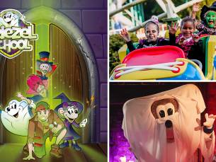 Entree de Griezelschool bij Kinderpretpark Julianatoren