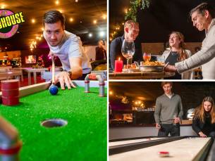 Poolen + darten + shuffleboarden + crazy pong + nacho's
