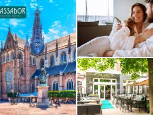 Overnachting voor 2 + ontbijt + 3-gangendiner + late check-out in hartje Haarlem